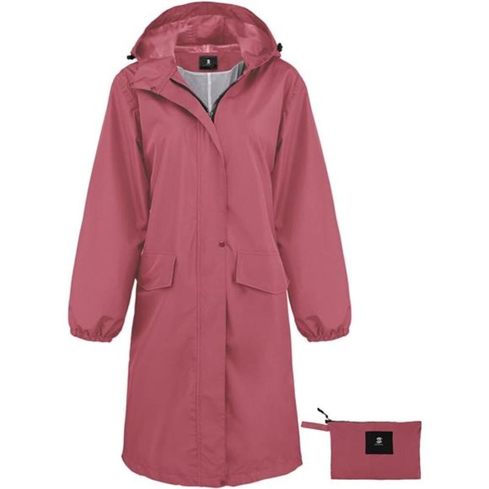 Waterproof Rain Jacket Women Pink Lightweight Hooded